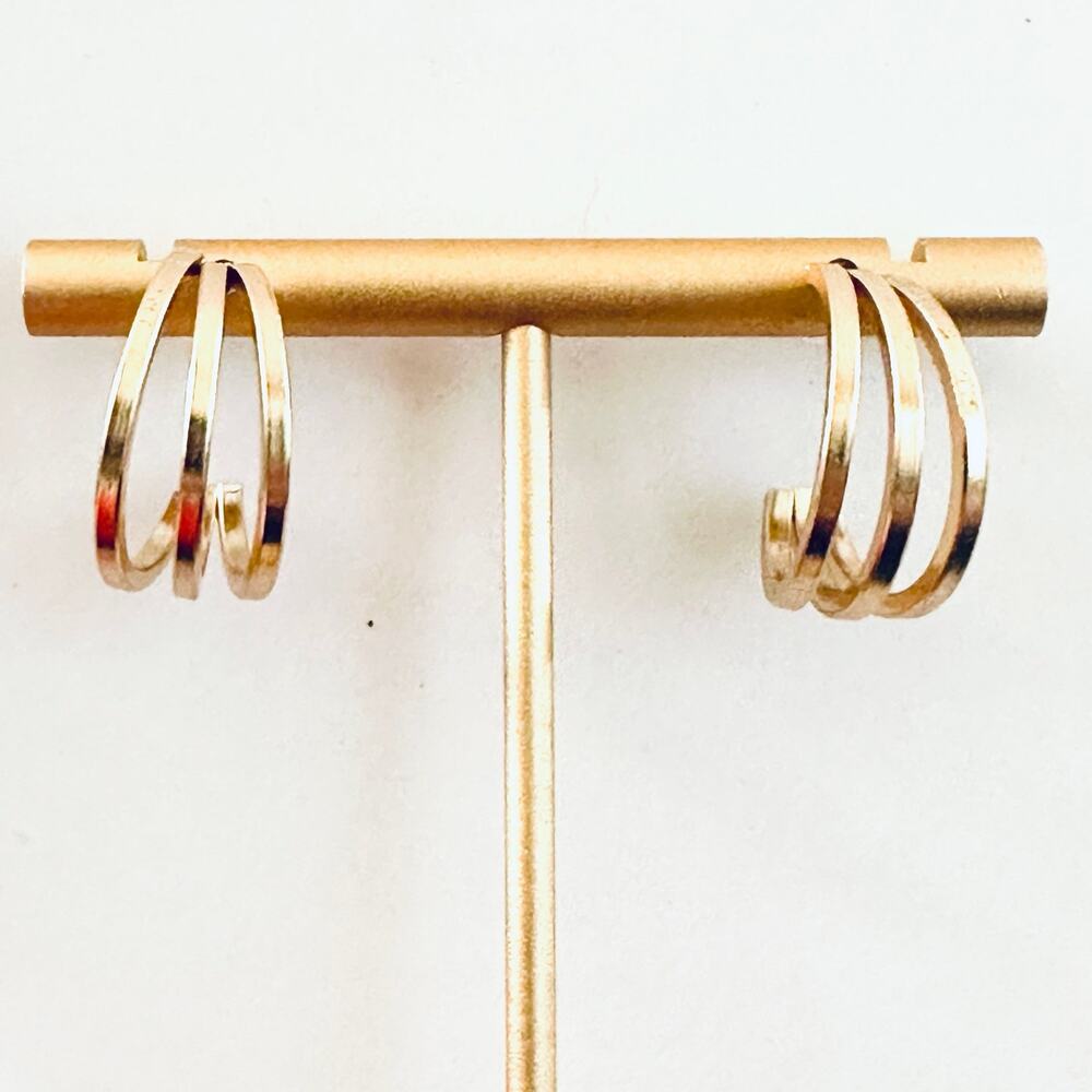 Gold Tri Hoop Earrings